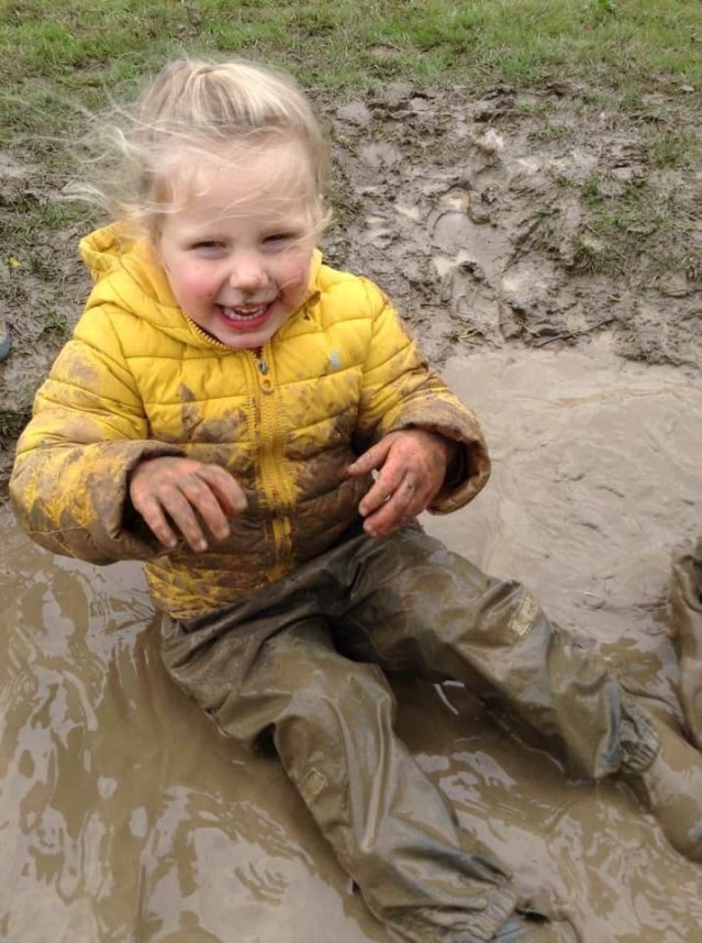 Outdoor messy play at preschool